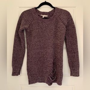 BCBGeneration Purple Crewneck Sweater XS with distressed detail